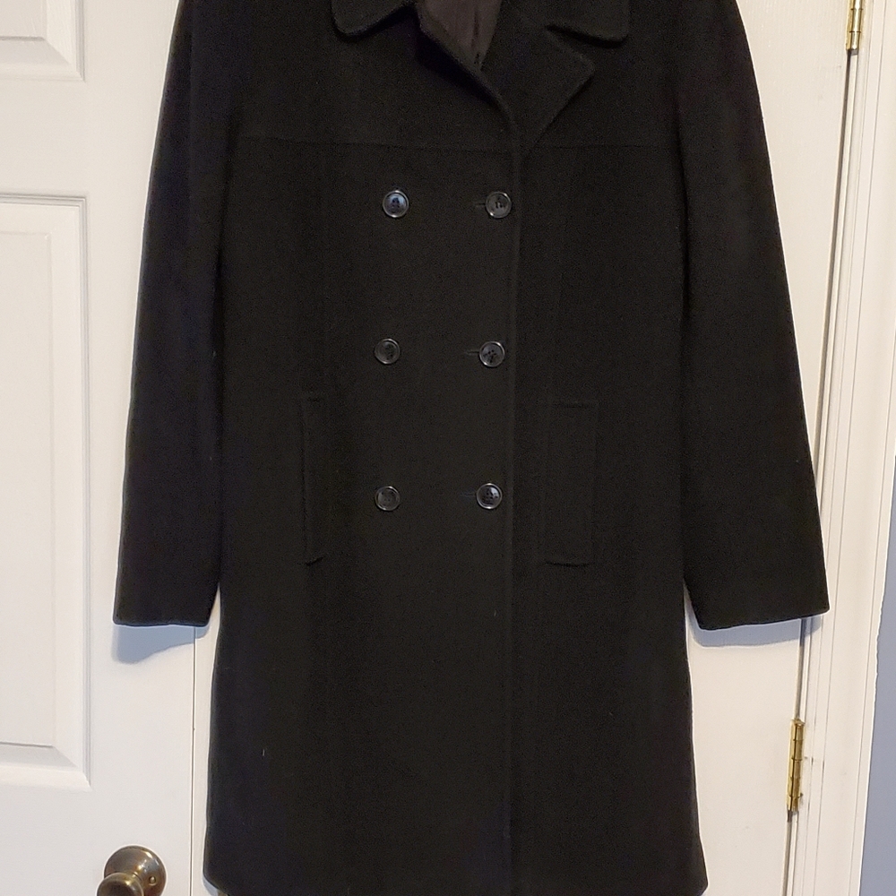 Damen Winter Wool Pea Coat | Doppelreihiger Wollmantel | Knielanger Trenchcoat
